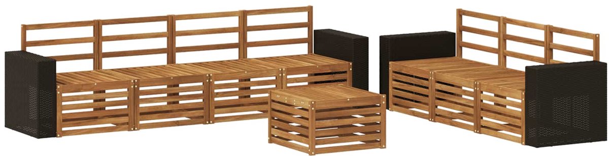 vidaXL Buiten - bank - set - 8 - st - 7-zits - Naturel - Massief - Acacia - Hout