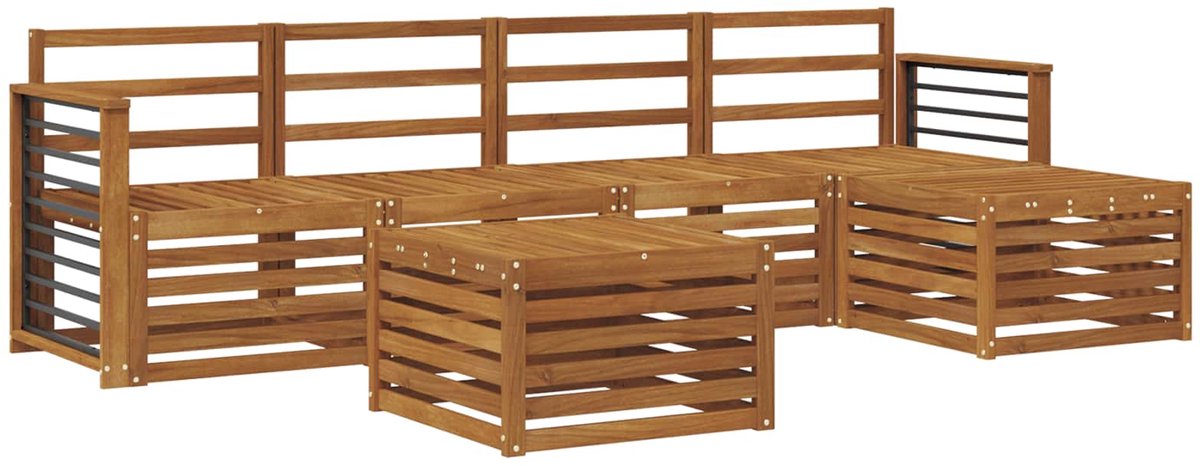 vidaXL Buiten - bank - set - 6 - st - 5-zits - Naturel - Massief - Acacia - Hout