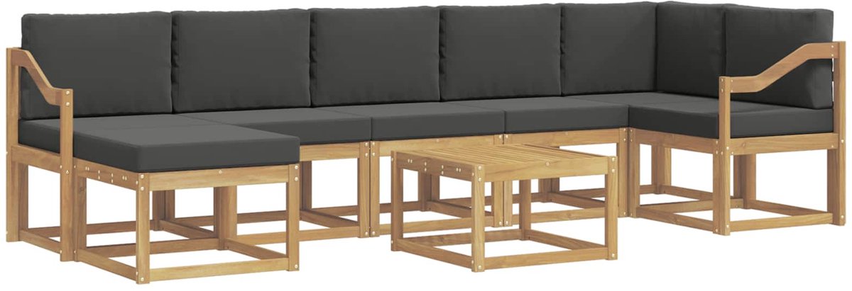 vidaXL Buiten - bank - set - 8 - st - 7-zits - Wit - en - antracietkleurig - Polyester Wit en antracietkleurig
