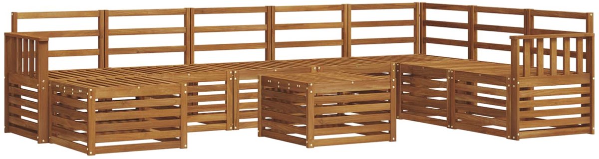 vidaXL Buiten - bank - set - 9 - st - 8-zits - Naturel - Massief - Acacia - Hout
