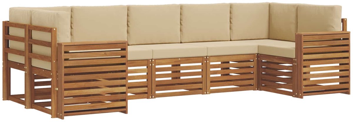 vidaXL Buiten - bank - set - 7 - st - Natuurlijk - en - Beige Natuurlijk en Beige
