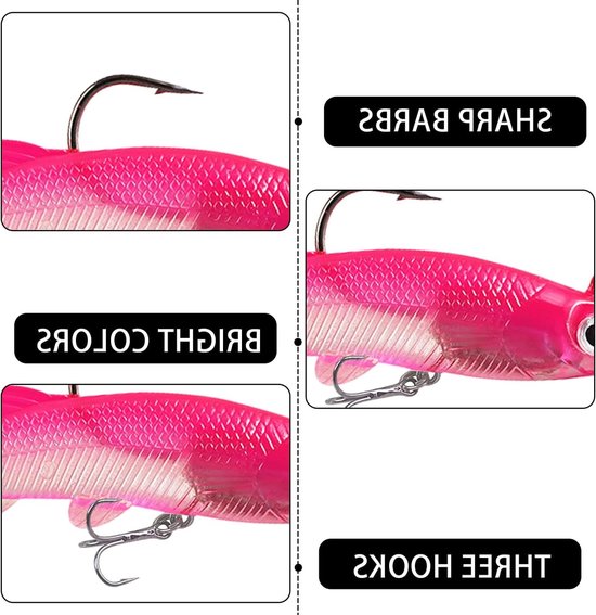 Visaas-set met 10 stuks inclusief transparante doos - Crankbait jigkoppen voor roofvis, snoek, baars en tilapia van Merkloos — afbeelding 2