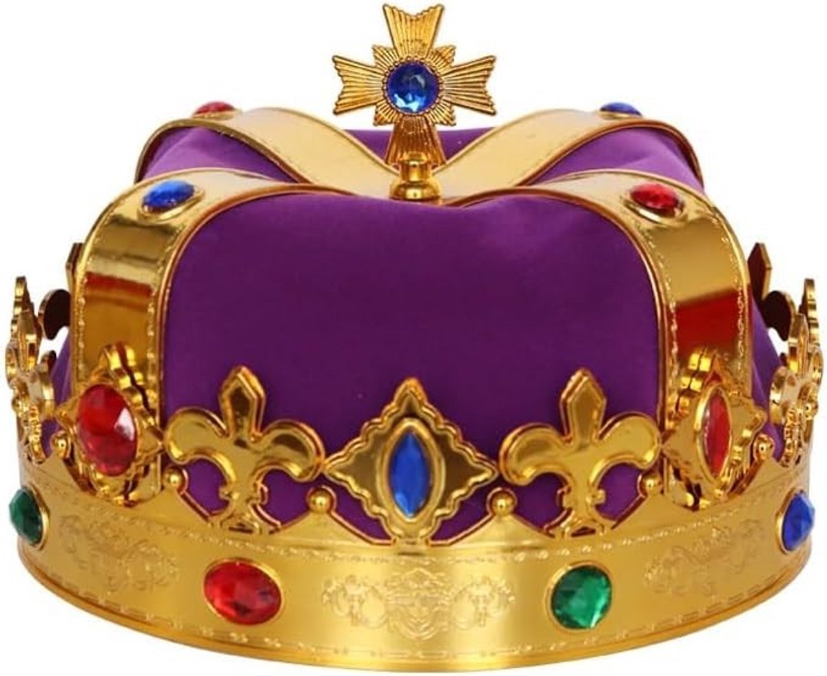 Koninglijke kroon voor unisex Halloween kostuum, feest, cosplay en decoratieaccessoires