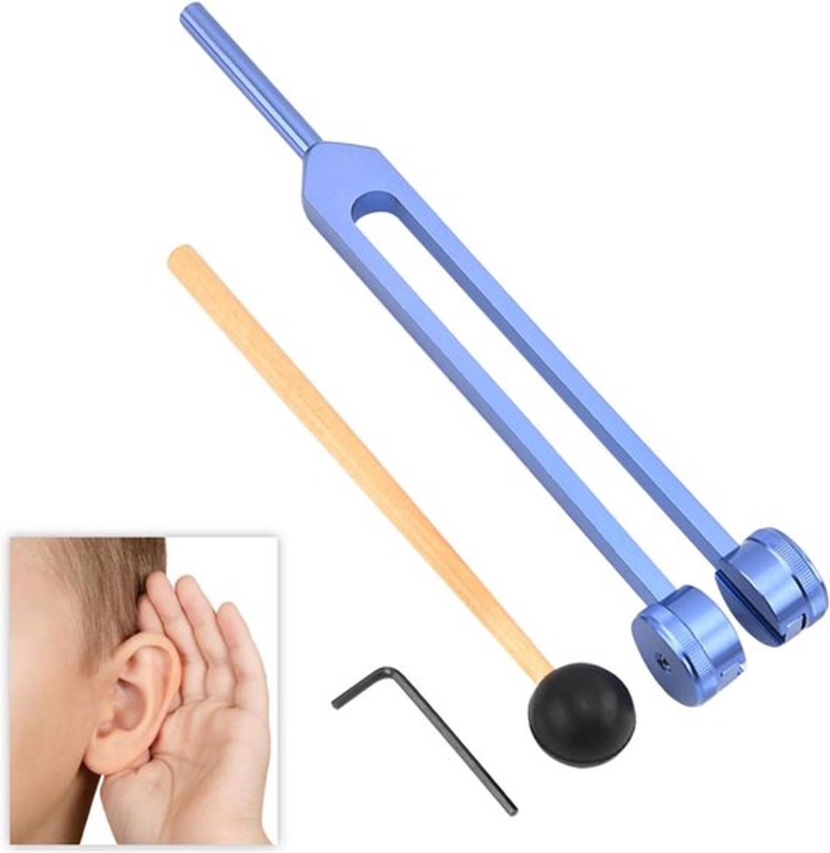 Stemvork 128 Hz voor chakraherstel en stressvermindering in blauw ontwerp