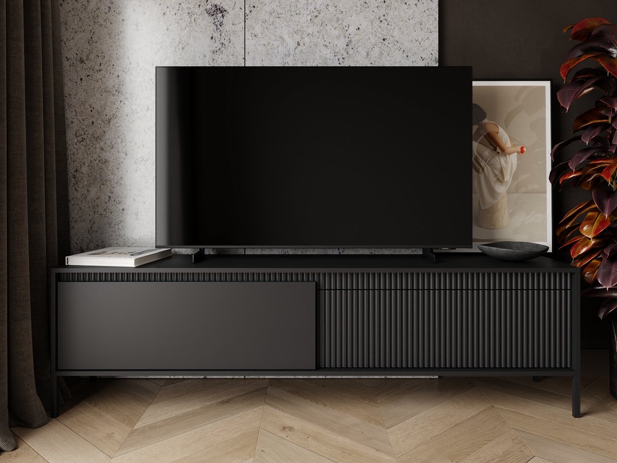 GrainGold - TV-Meubel Sorano - Mat zwart - Moderne Opbergruimte - 187 cm
