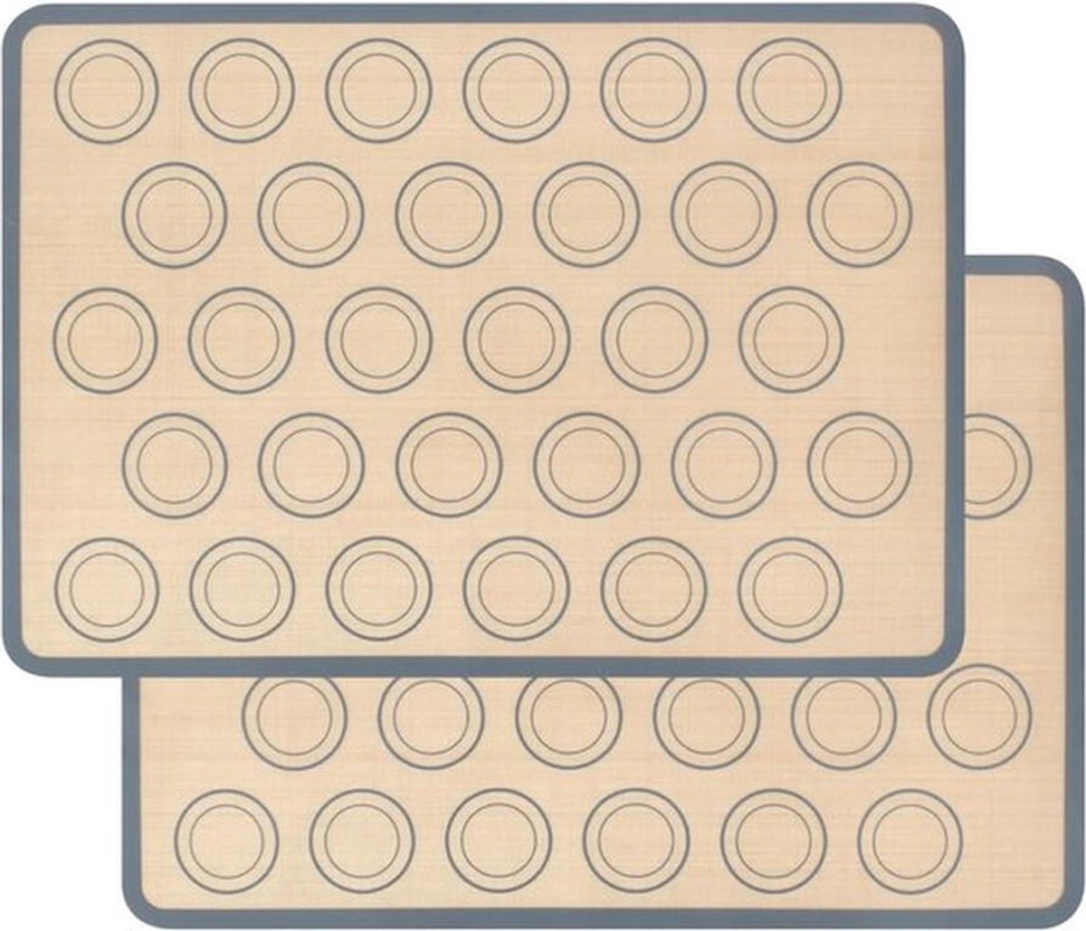 Set van 2 herbruikbare siliconen bakmatten - Hittebestendig - 42 x 29,5 cm - Antiaanbaklaag.