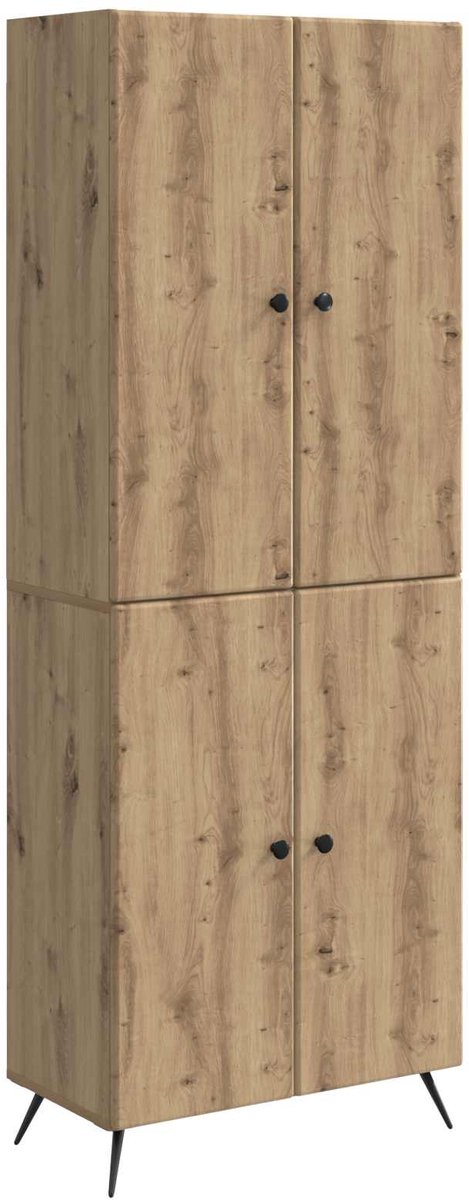 vidaXL Kast - Set - 2 - st - Artisanaal - eiken - Bewerkt - hout Artisanaal eiken