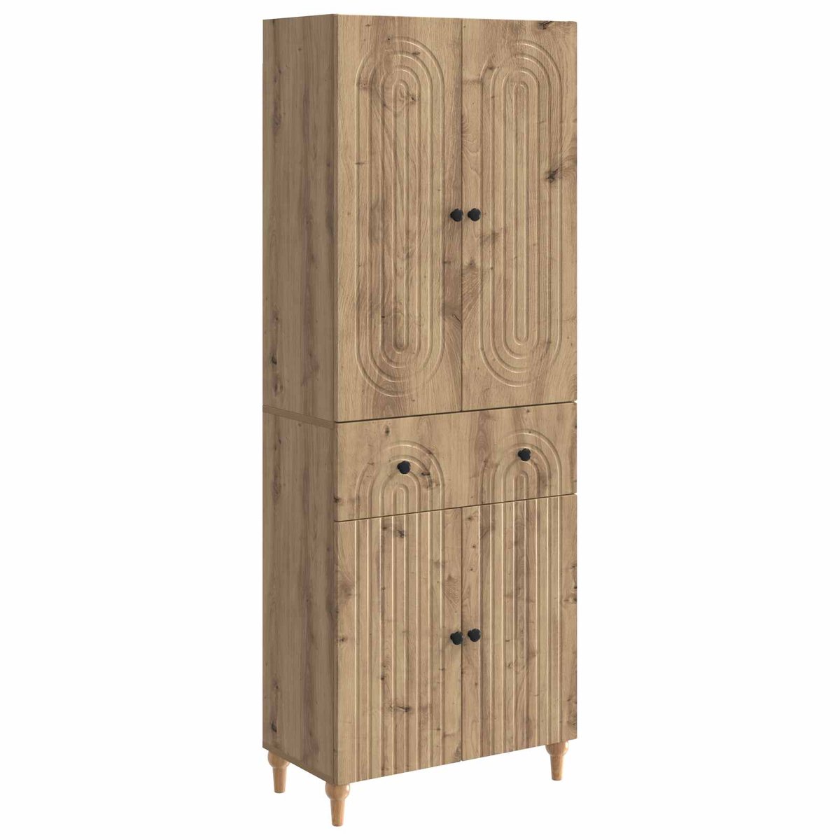 vidaXL Kast - Set - 2 - st - Artisanaal - eiken - 66 - x - 34,5 - x - 90 - cm - Bewerkt - hout Artisanaal eiken