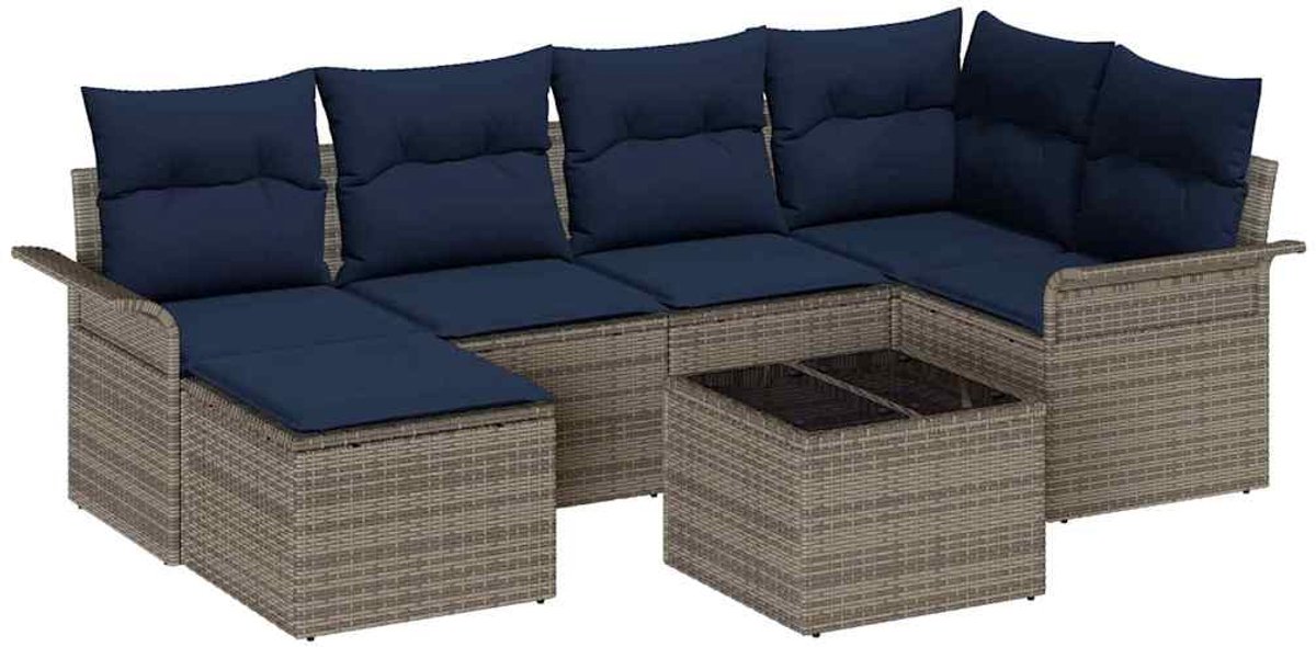 vidaXL - Tuinbank - Set - met - opslag - 7 - pcs - Grijs - poly - rattan