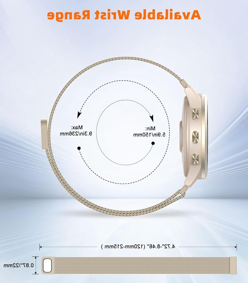 Stalen Mesh Horlogeband 18mm 20mm 22mm voor Garmin Venu 3S/Venu 4 en Vivoactive 5/6/4S/3, Voor een Stijlvolle en Comfortabele Draagervaring voor Mannen en Vrouwen
