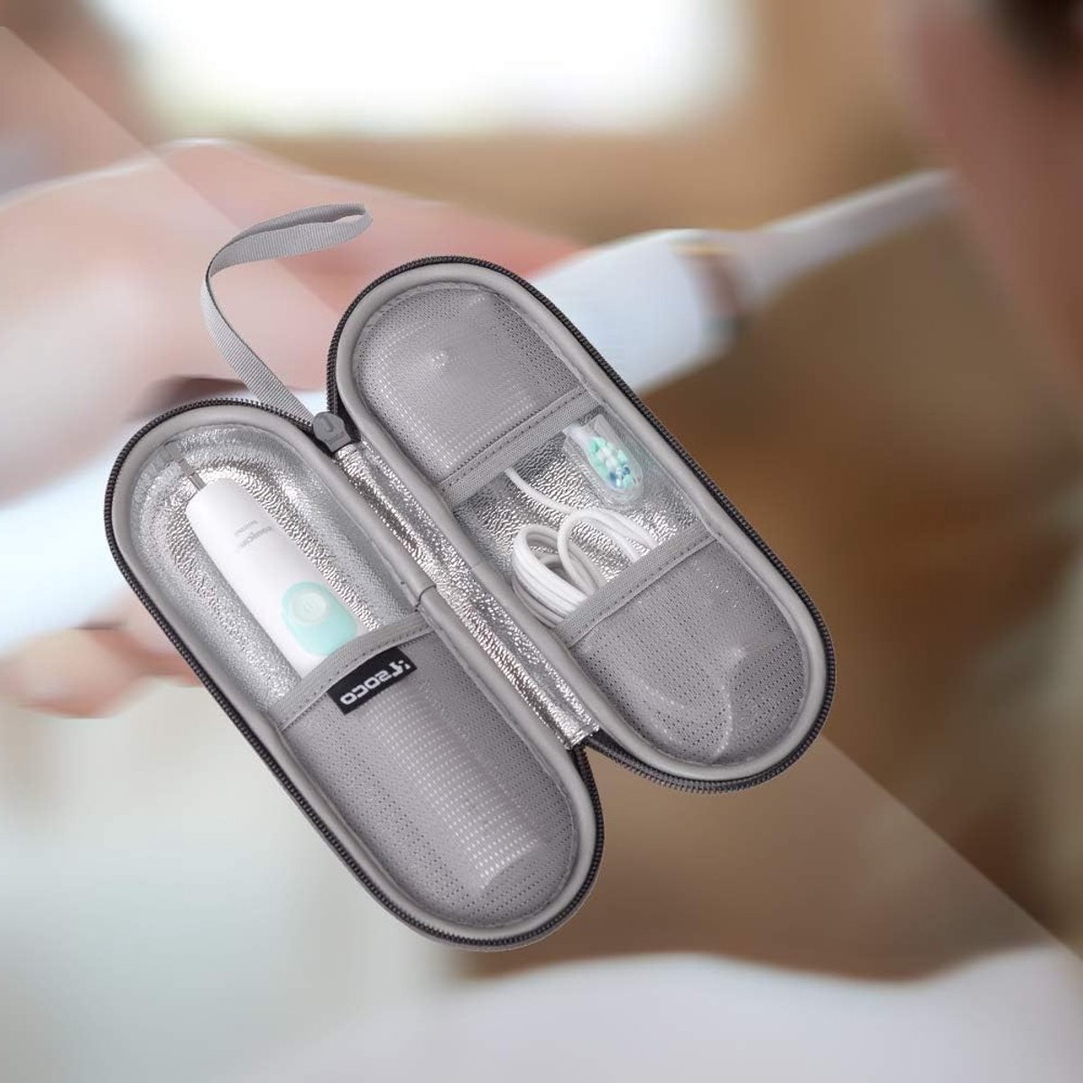 Reisopbergcase voor Elektrische Tandenborstels met Oplader - Geschikt voor Oral-B, Philips Sonicare, Xiaomi en Fairywill Accessoires — afbeelding 4