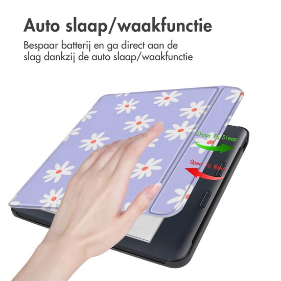 iMoshion Ereader Cover / Hoesje Geschikt voor Kobo Libra Colour - iMoshion Design Slim Hard Case Sleepcover Bookcase met stand - / Flowers Distance van iMoshion — afbeelding 2