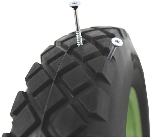 Kruiwagenwiel groen/zwart massief rubber 4.80/4.00-8 + as Reservewiel Band kruiwagen PU — afbeelding 4