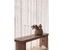 Kanten Vitrage - Elegant Gordijn - Zachte Schaduwen - Delicaat Bladpatroon - 160 x 150 cm - Wit
