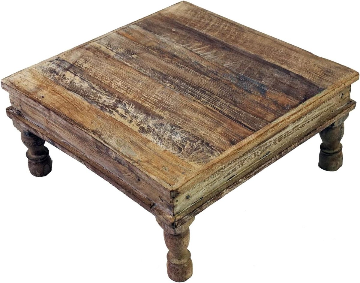 Vloertafel Model 19 - Bijzettafel bloemenbank - Decoratief gebruik - Vintage look - 45x45x15 cm - Bruin