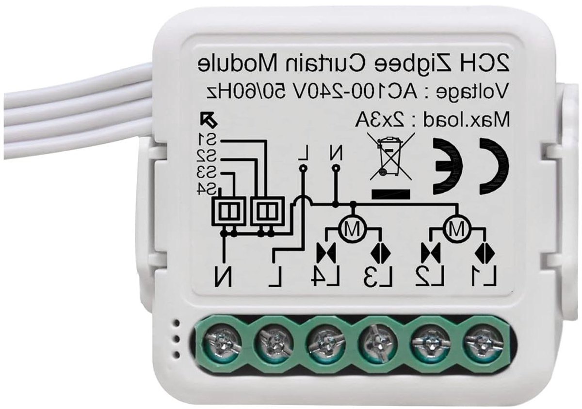 Elektrische Gordijnmodule - Smart Gordijn Switch - Automatisch Gordijnen - Spraakbesturing - 39x39x18 mm - Wit