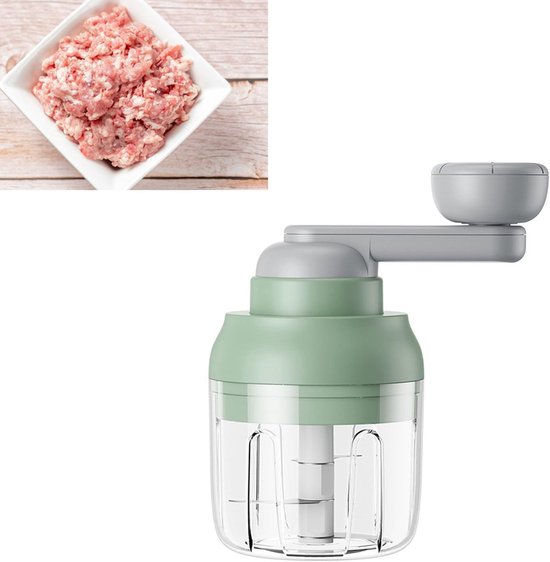 Knoflookhakker Keukenmachine - Mini Food Chopper - Snel Ingrediënten Snijden - Sterke Mengkracht - Compact Design - Groen — afbeelding 3