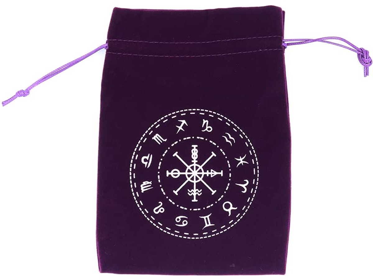 Allecto - Tarot Kaarten Opbergzak - Velours materiaal - 13x18cm - Sterrenbeelden opbergoplossing - Geschikt voor tarot liefhebbers - Luxe uitstraling