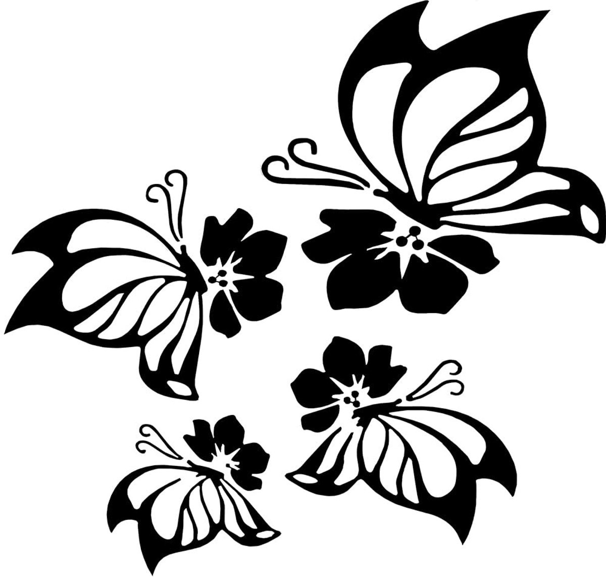 Store_7 - Reflecterende Bumper Sticker - Waterdichte Sticker - Vlinder en Hibiscus Thema - Set van 10 - Auto Stickers voor Vrouwen - Geschikt voor ...