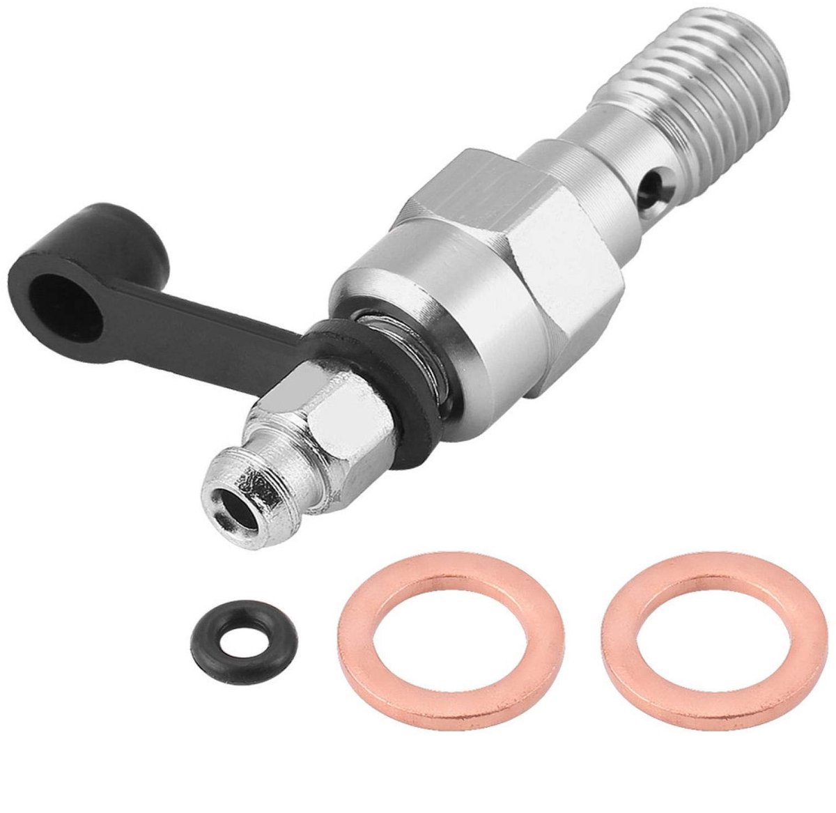 Allecto - Terisass M10x1.25mm Remklauw Ontluchtingsschroef Aluminium Universeel - Zilver