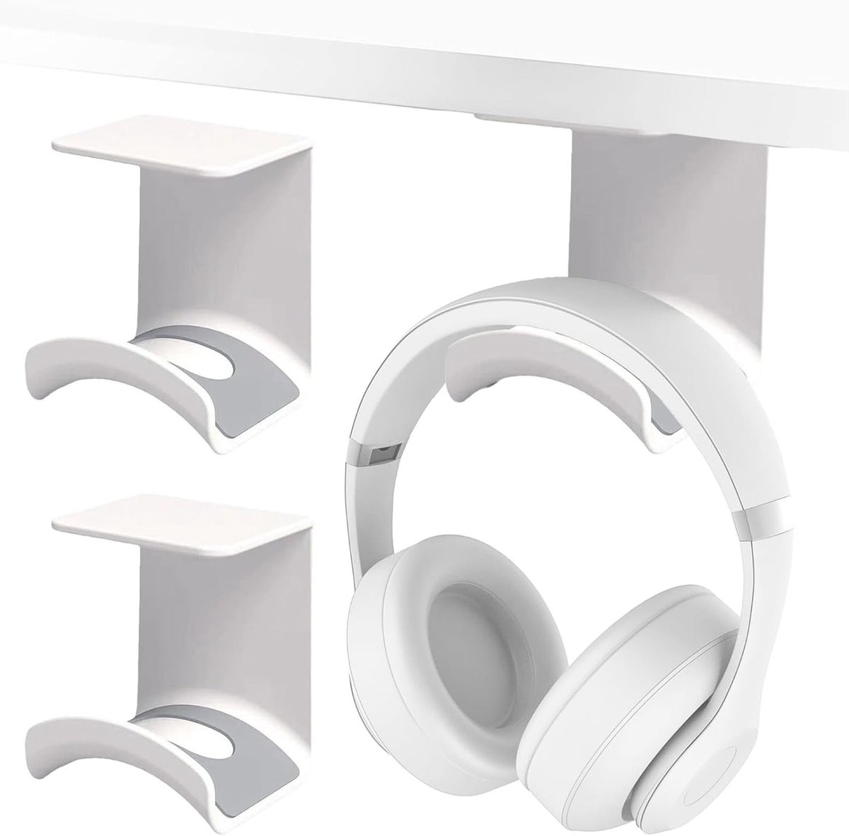 Dubbelzijdige universele gaming headset standaard - 2 stuks, wandmontage, hoofdtelefoonhouder, geschikt voor verschillende apparaten, ruimtebesparend en stijlvol ontwerp