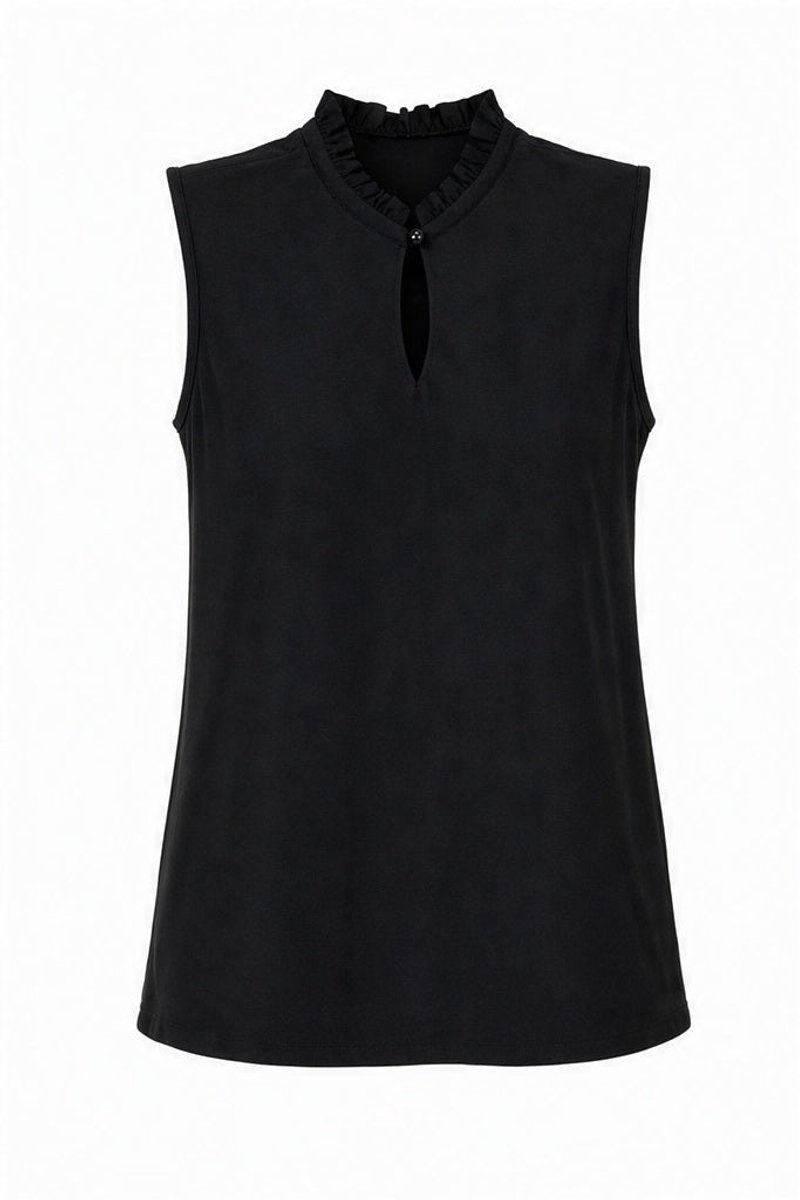 Stella Fiora Top - Zwart Mouwloos Ruffle - Damestop - Maat XL