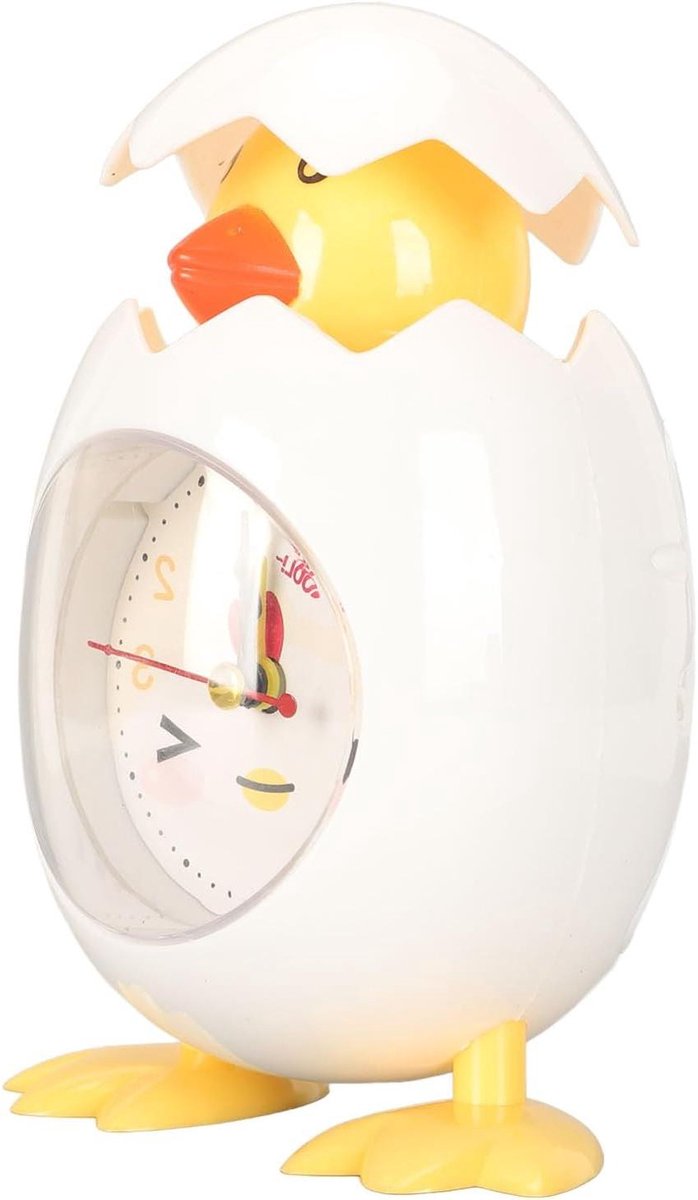 Cartoon Wekker - Eierschaal Kip - Bureau Decoratie - Schattig Ontwerp - 35x35 mm - Wit