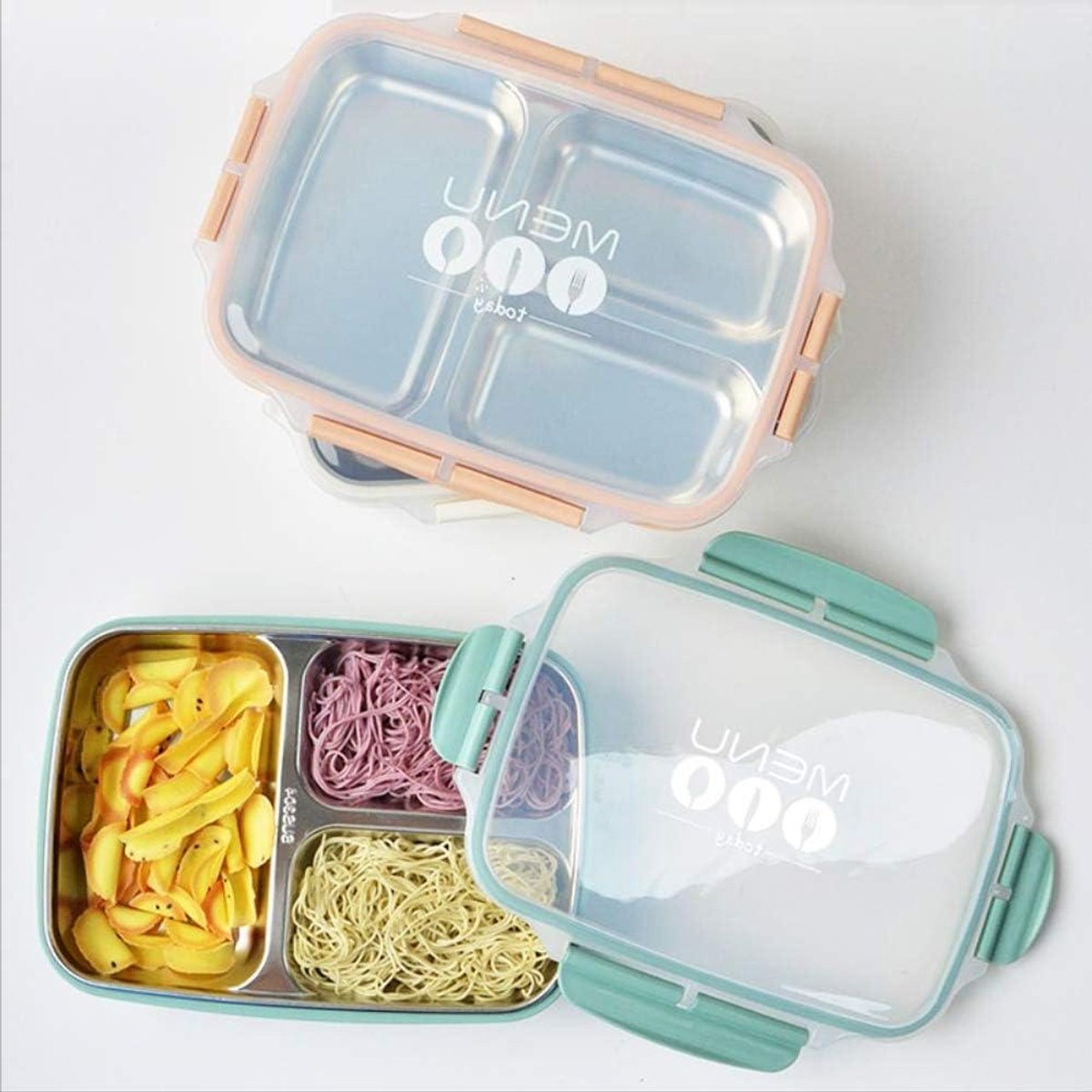Lunchbox met Vakjes - Bento Box - Maaltijden Meenemen - Lekvrij Ontwerp - 1000 ML - Wit