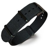 NATO Horlogeband G10 Military Nylon Strap - Zwart - Zwart Staal 22mm