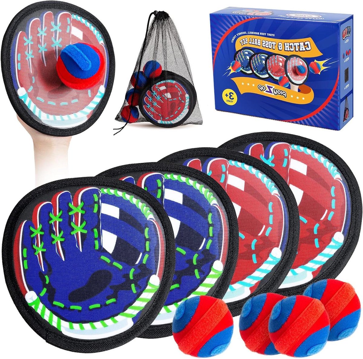 Vangspel Set - Gooien en Vangen - Buitenspelen Kinderen - Zachte Materialen - 4 Stuks - Blauw