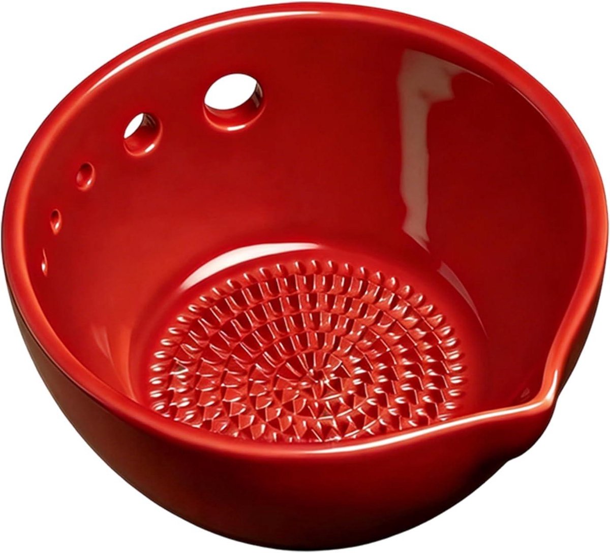 Raspkom - Keukenhulp - Groente Voorbereiden - Ingebouwde Knoflookschiller - 7x7cm - Rood