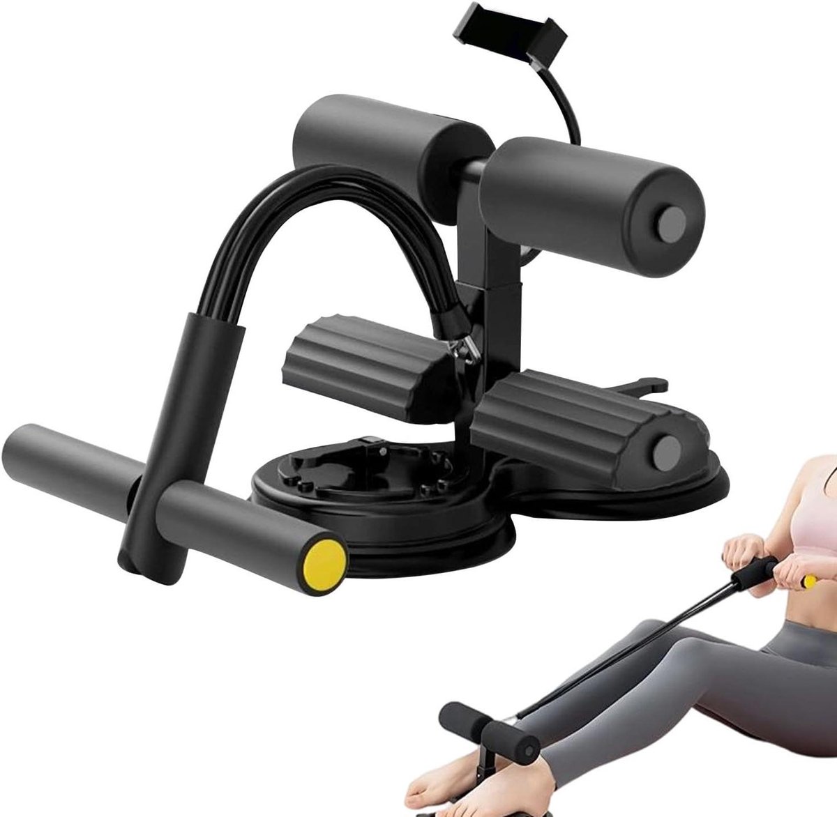 Zittende voethouder - Oefenbar sit-up - Kracht trainen - Sterke zuignap - 1.1 kg - Zwart