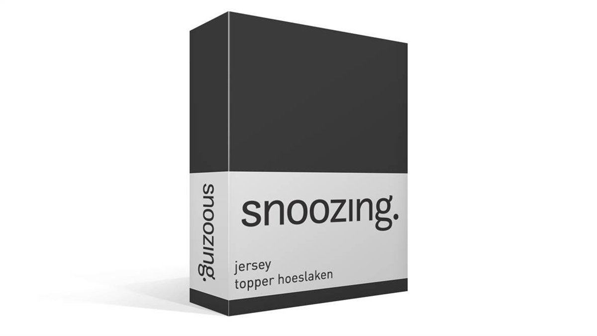 Snoozing Jersey - Topper Hoeslaken - 100% gebreide katoen - 90x210/220 cm - Antraciet