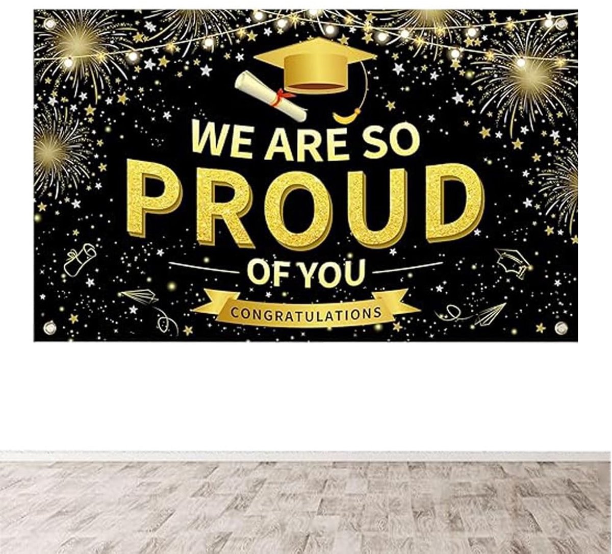 SPHProducts - Afstudeerfeest Achtergrondbanner - Fotocabine Decoratie - 110 x 180 cm - Trots op je - Feestdecoratie - Geschikt voor elke gelegenheid - ...