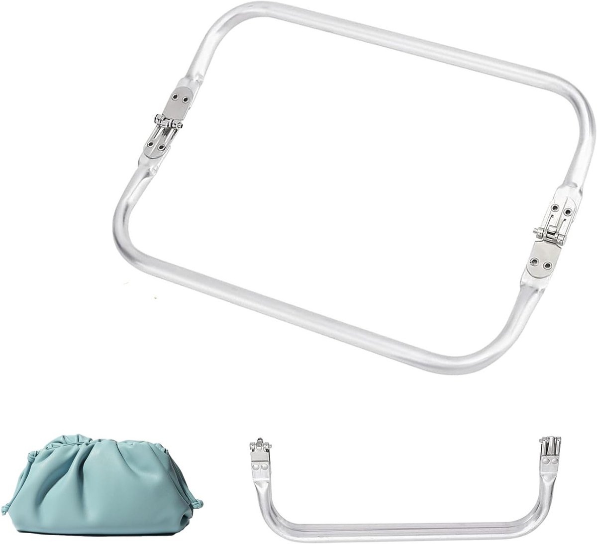 Set van 2 Haaknaalden van Aluminium met U-vormige Sluitingen voor Tassen en Clutches, DIY Accessoires voor Handgemaakte Tassen en Portemonnees