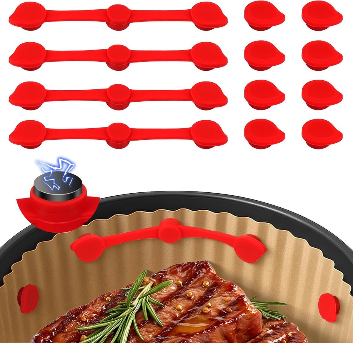 Siliconen Magnetische Klemmen voor Airfryer: 4 Stuks Hoge Temperatuur Weerstand, Ideaal voor Koken en Bakken