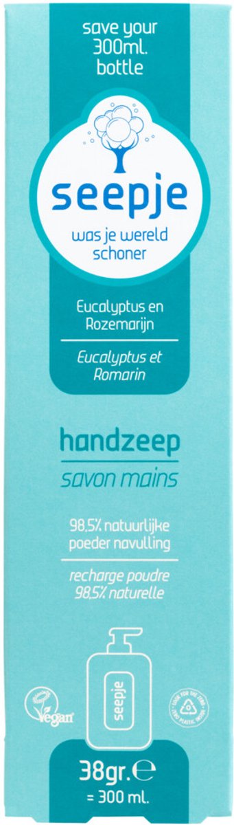 Seepje Handzeep eucalyptus & rozemarijn navulling 38 Gram