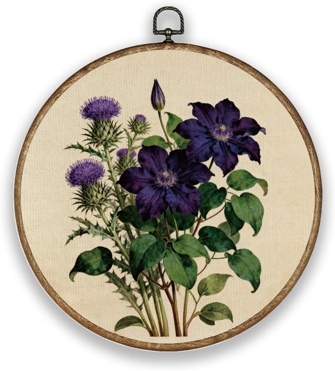 Dailygoods- Muurkunst Vintage - Wanddecoratie Hout Natuurlijk - Ronde Wanddecoratie - Decoratie voor Tuin/Balkon - Diameter 25,9 cm - Set van 1