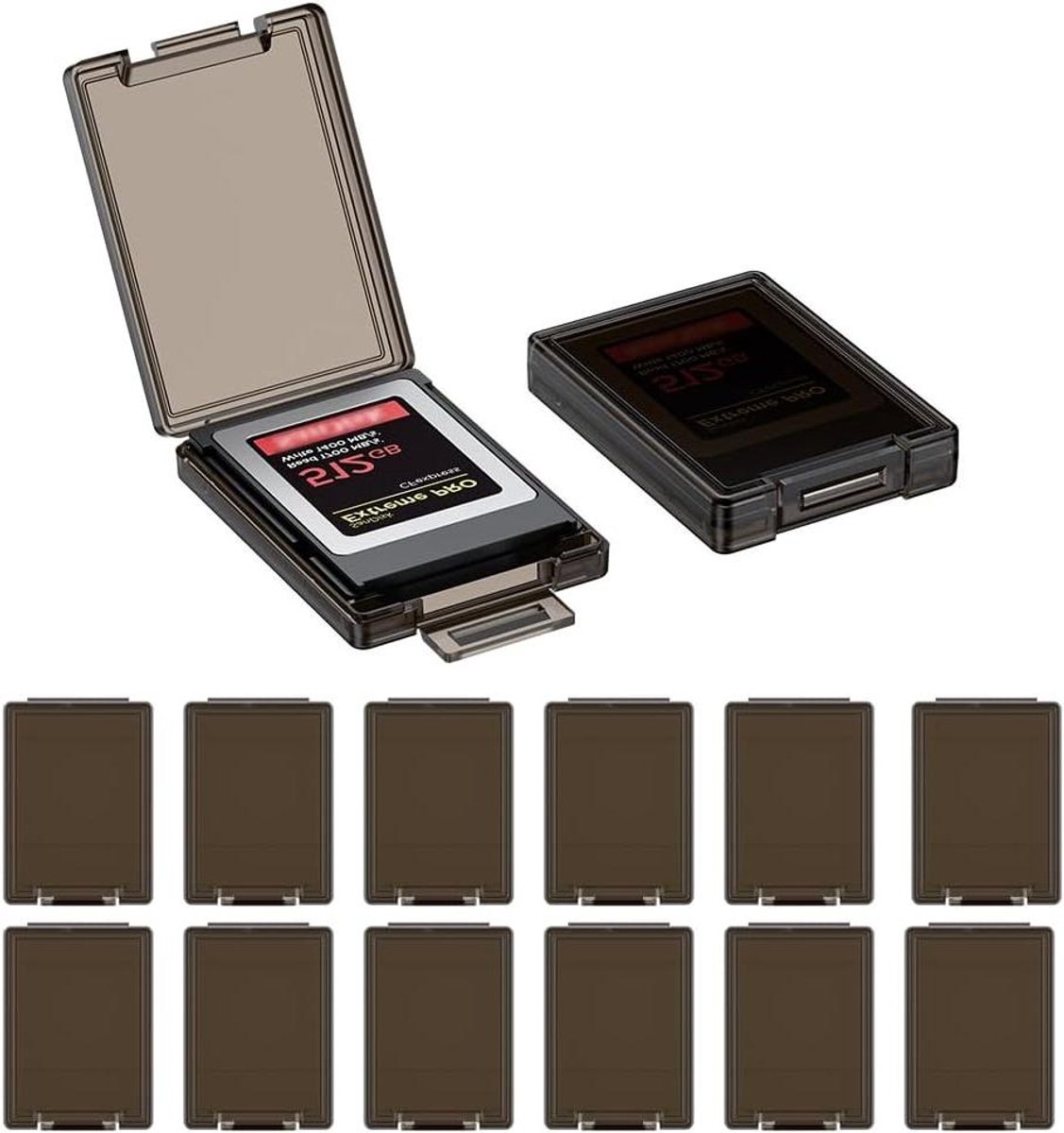 Geheugenkaart Case - Opslaghouder - Kaarten Beschermen - Schokbestendig Ontwerp - 12 Stuks - Doorschijnend Zwart