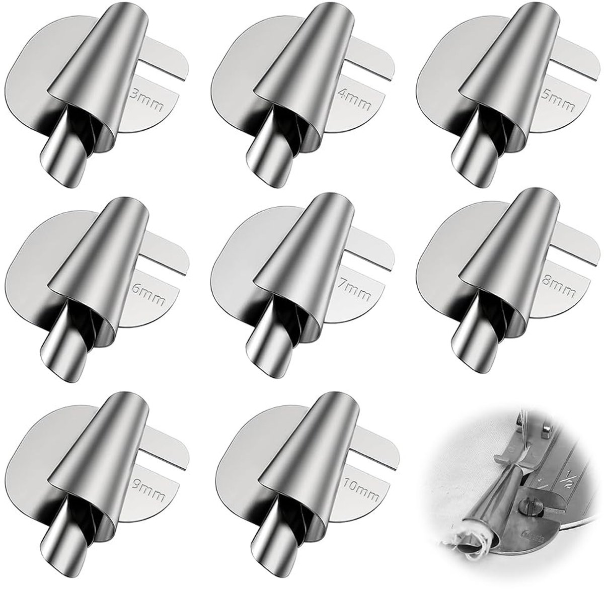 Riisoyu Rolzoomvoet Set van 8 - Universeel voor Diverse Naai Machines (3-10 mm)