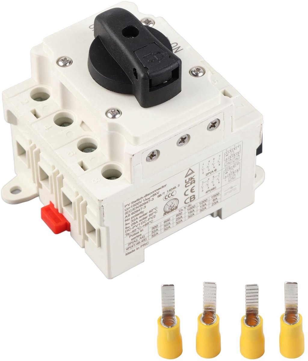 ONF3 - Solar Disconnect Switch - DC-schakelaar - Vlamvertragend - Geel - Zonnepaneel - Veiligheid en betrouwbaarheid - Geschikt voor zonnepanele...