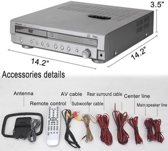 Home Theater Versterker - Audio Receiver - Film Geluid - Ingebouwde DVD Speler - 160 Watt - Zwart van home — afbeelding 3