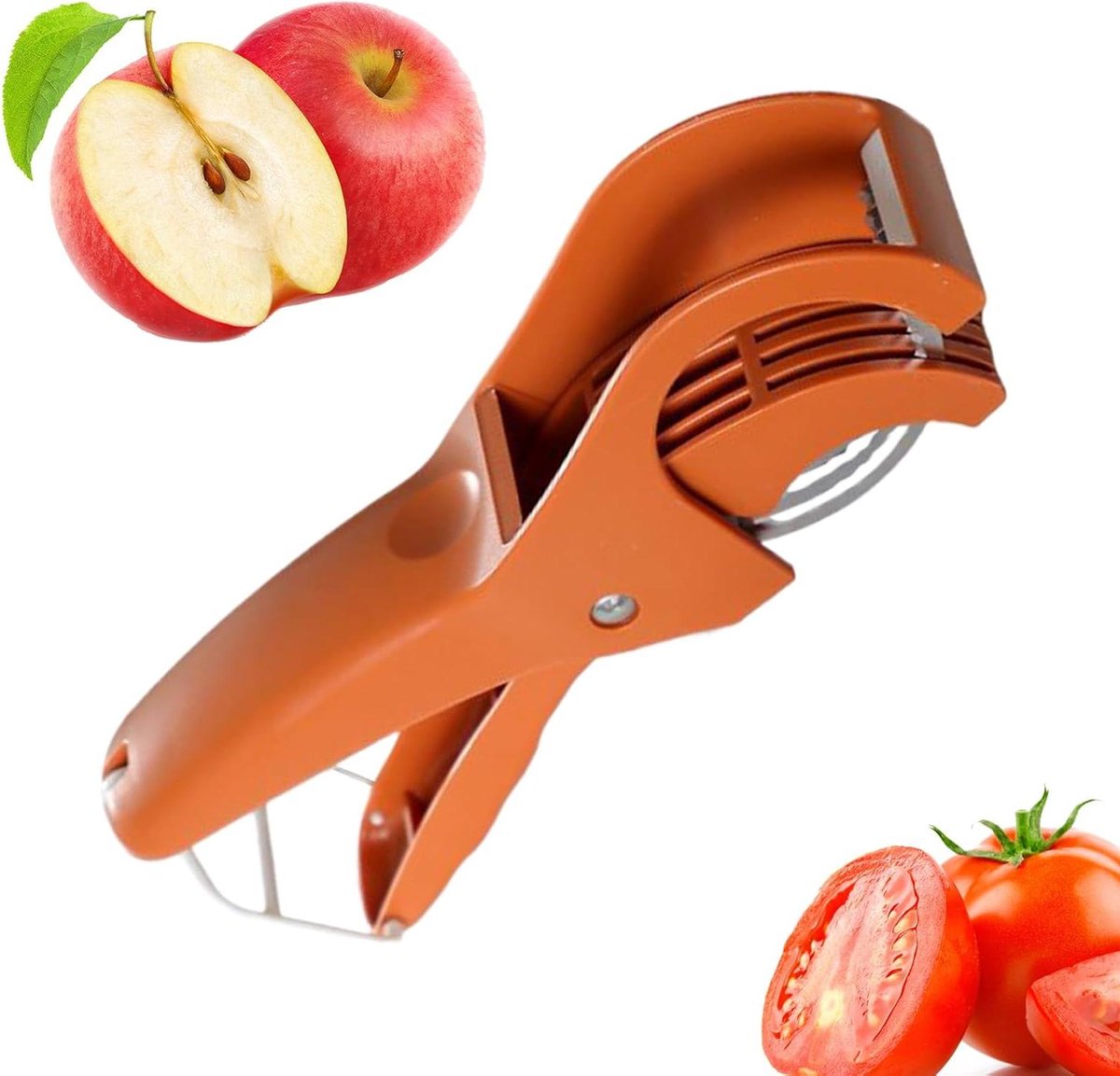 Fruit Snijder - Keukenhulpmiddel Groente - Gelijkmatig Snijden - Antislip Basis - 18 cm - Oranje
