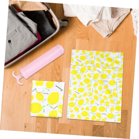 Kleding Opbergzakken - Vacuüm Zakken - Ruimte Besparen - Inclusief Handpomp - 80x60cm - Geel — afbeelding 4