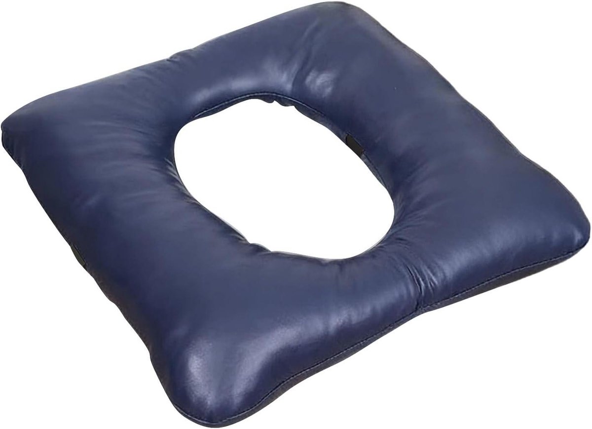 Toiletbrilverhoger Kussen - Badkamercomfort - Meer Zithoogte - Waterdicht PU-leer - 42x42x8cm - Blauw