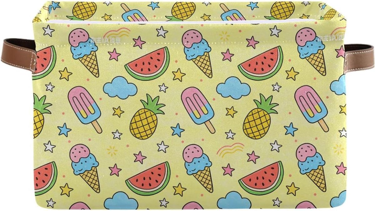 Opbergmanden - Opbergdozen - Ruimte Besparen - Inklapbaar en Waterdicht - 2 stuks - Zomer Ananas