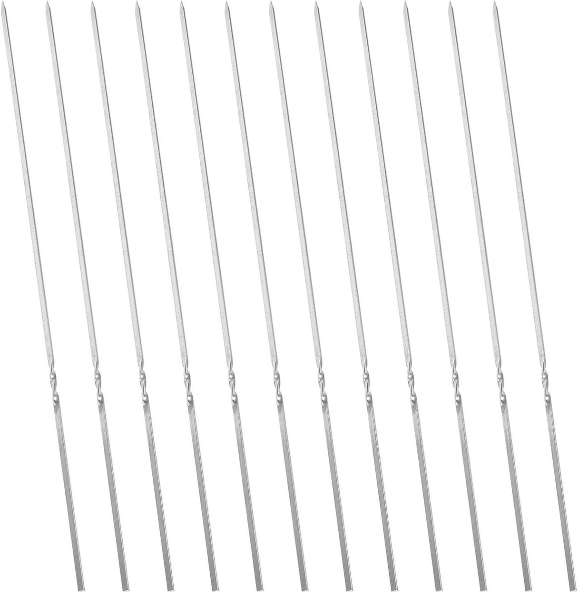 BBQ Spiesen Set - Grill Prikkers - Buiten Koken - Plat Ontwerp - 50 Stuks - Zilver