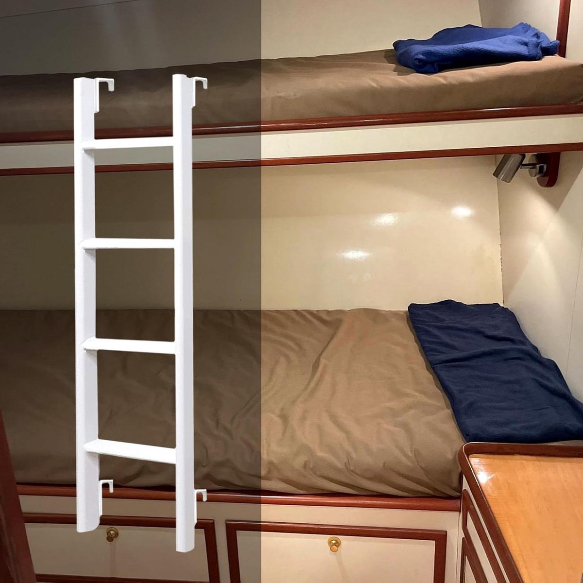 Stapelbedladder - Hoogslaper trap - Veilig klimmen - Stevig stalen frame - 130 cm - Wit