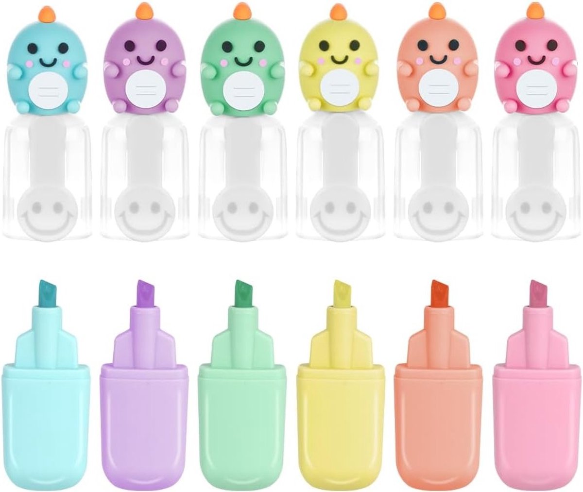 Set van 6 Hooglighters in Diverse Kleuren, Duurzaam en Ideaal voor School, Kantoor en Creatieve Projecten, Brede Punt Markers voor Gemak en Precisie