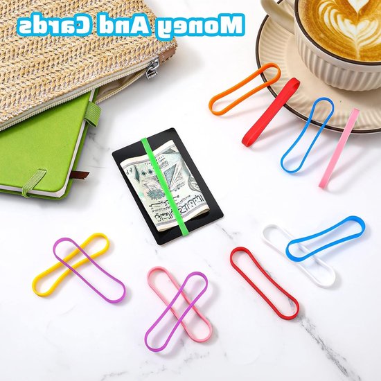 Set van 36 Kleurige Herbruikbare Siliconen Rubber Ringen - Brede Elastische Bands voor Kantoor, Thuis en Schoolbenodigdheden — afbeelding 4